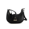 Sac en cuir noir Fuchsia